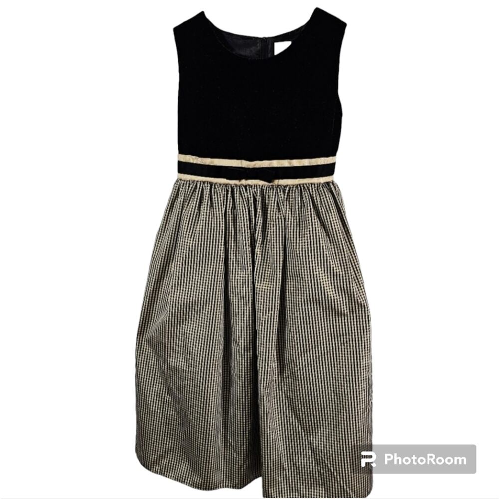 Perfectly Dressed Special Occasion Dress Girls 10 Black Gold Metallic